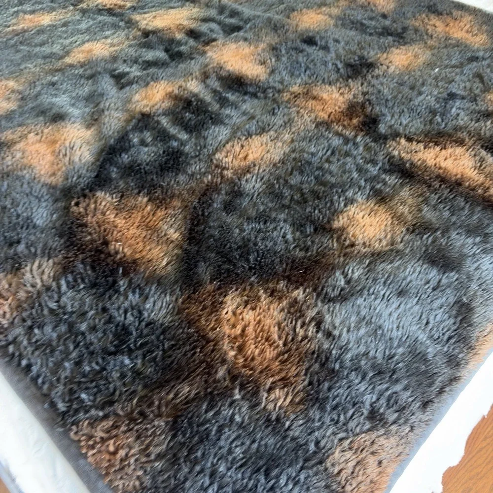Pottery Barn Faux Fur Brown Black Plush Heavy Throw Blanket 48x60